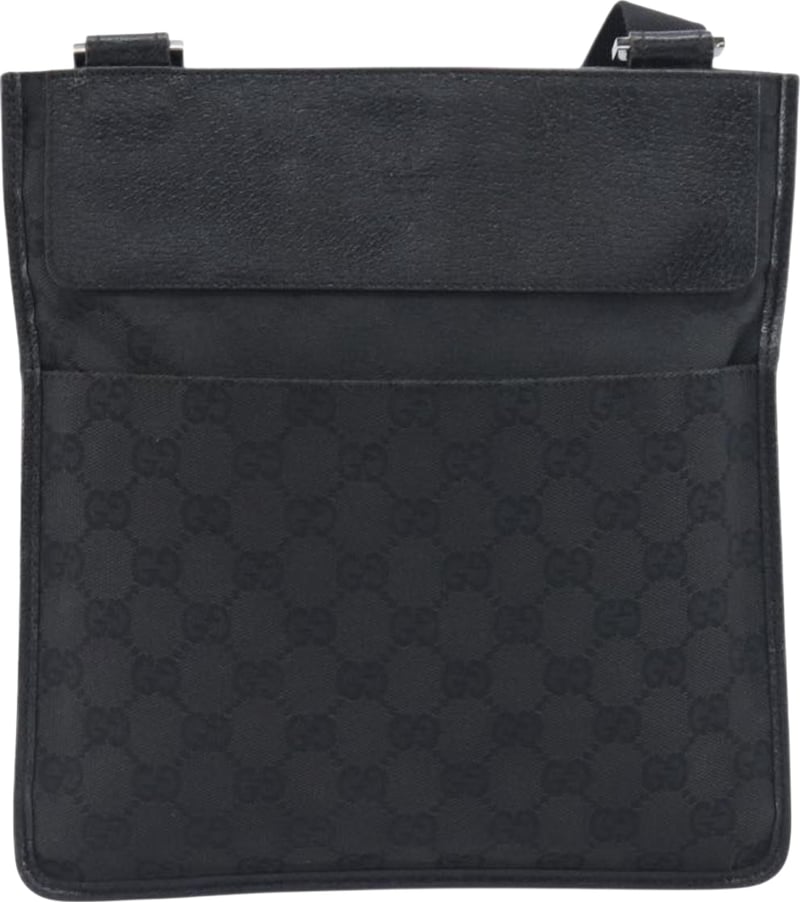 Gucci Vintage Flat Messenger GG Canvas and Leather Small