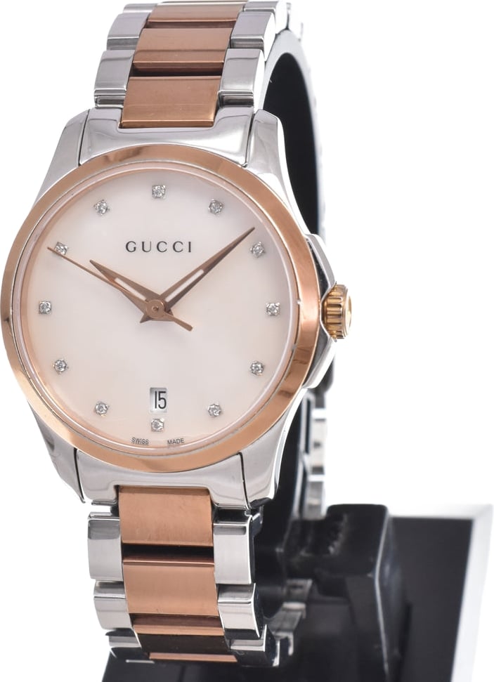 Gucci G-Timeless Quartz Stainless Steel with Diamond Markers and Mother of Pearl 27