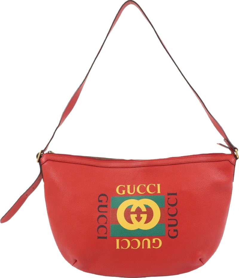 Gucci Logo Half-Moon Hobo Printed Leather