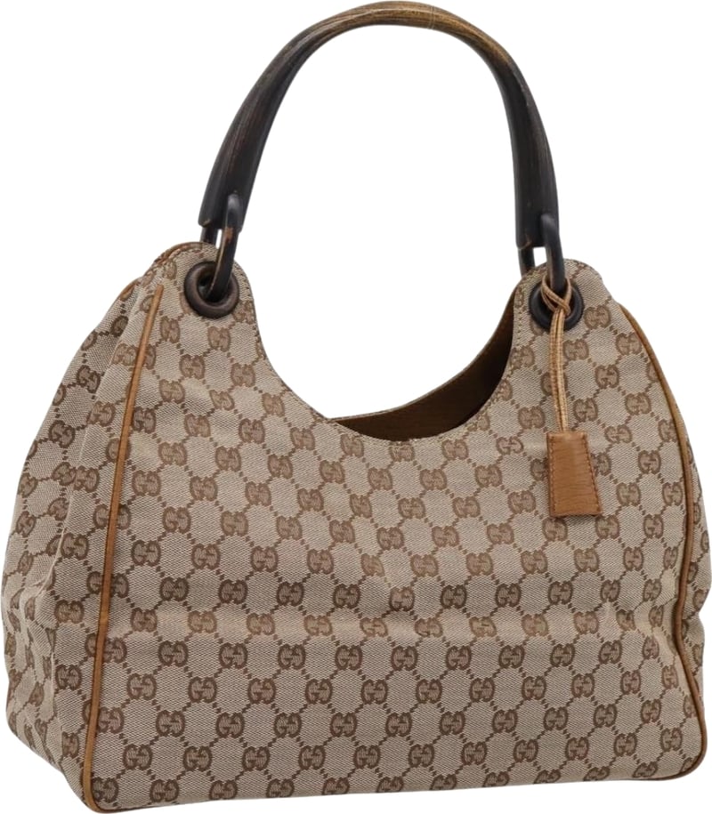 Gucci Vintage Bamboo Handle GG Canvas Medium