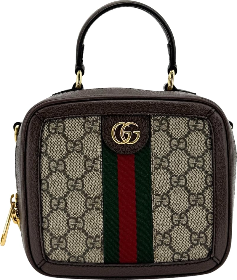 Gucci Ophidia Zip Around Top Handle GG Coated Canvas with Leather Mini