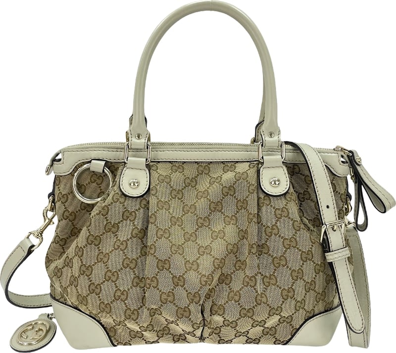 Gucci Sukey Top Handle Satchel GG Canvas with Leather Medium