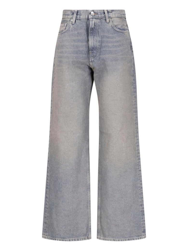 Korea Mid-Rise Faded Straight-Leg Jeans