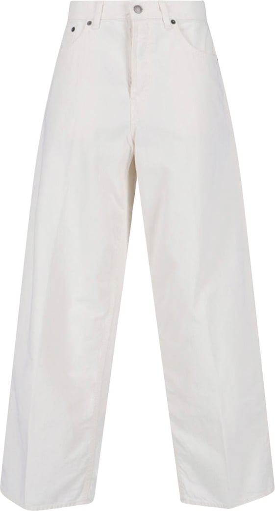 Wide-Leg White Denim Jeans With Five-Pocket Design