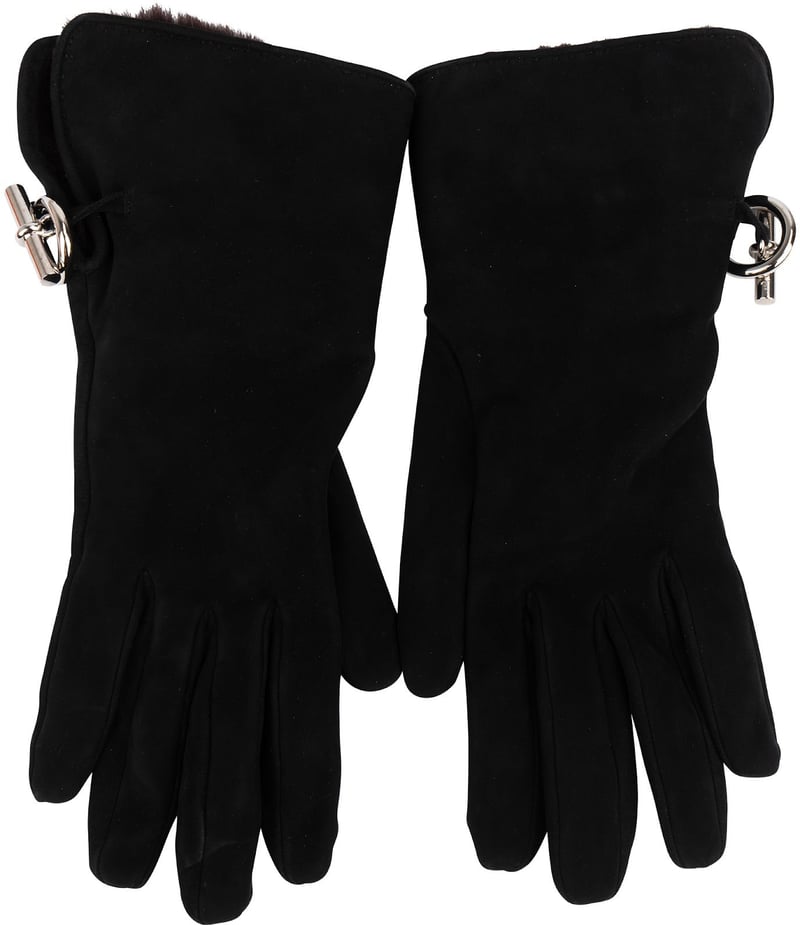 Hermès Black Suede Kelly Gloves