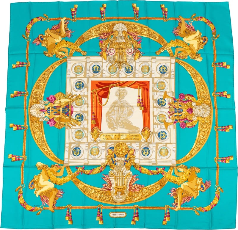 Hermès Hommage a Charles Garnier Silk Carre 90 Scarf Tuch