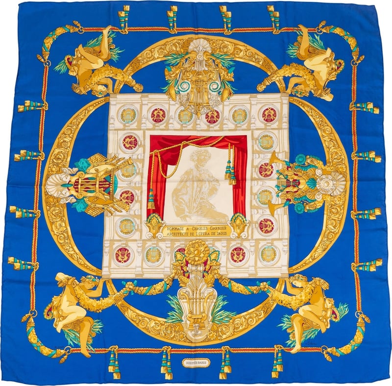 Hermès Hommage a Charles Garnier Silk Carré 90 Scarf Tuch