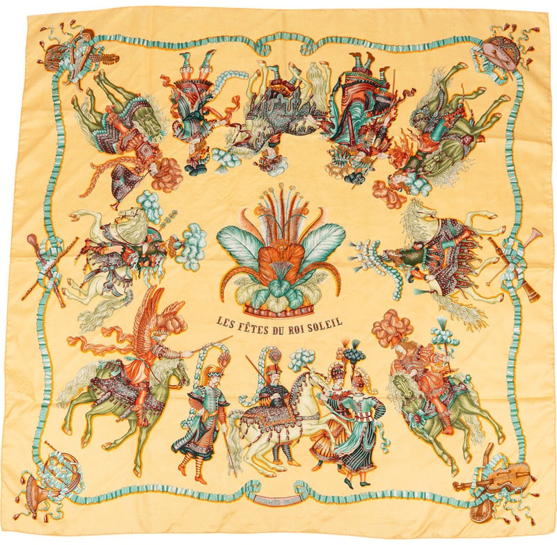 Hermès Les Fêtes du Roi Soleil Silk Carre 90 Scarf Tuch