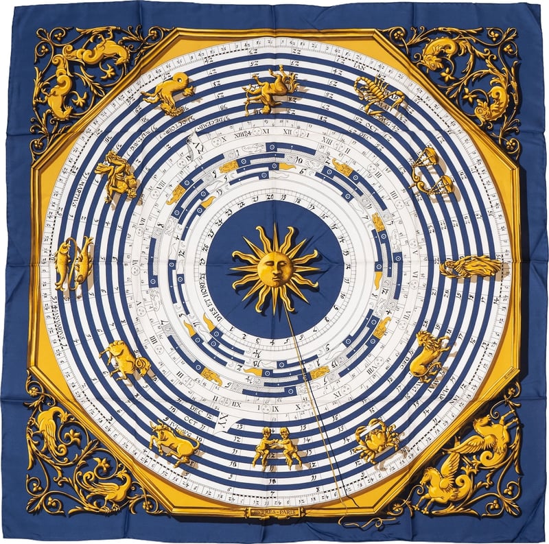 Hermès Dies et Hore Astrologie Silk 90 Scarf Tuch
