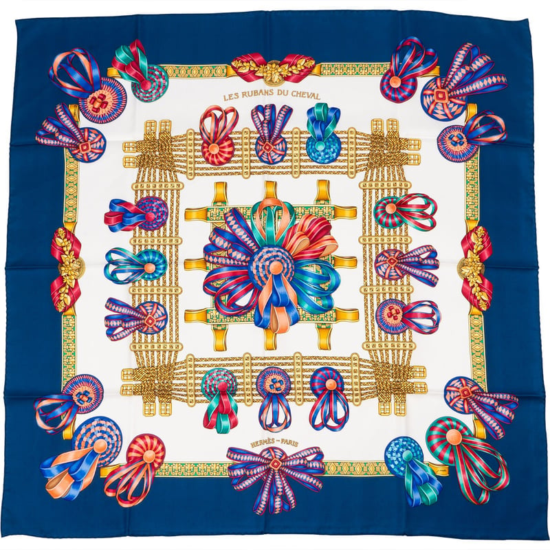 Hermès Les Rubans du Cheval Silk 90 Scarf Tuch