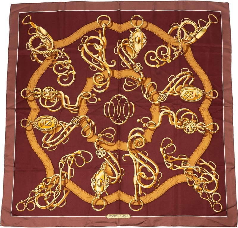 Hermès Mors et Gourmettes Silk Carre 90 Scarf Tuch