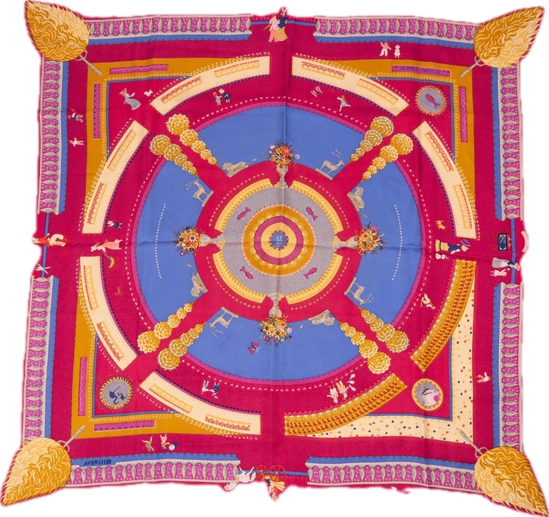 Hermès Fête au Village Silk 90 Scarf Tuch