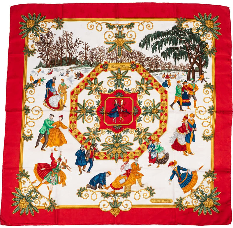 Hermès Joies d'Hiver Silk Carre 90 Scarf Tuch