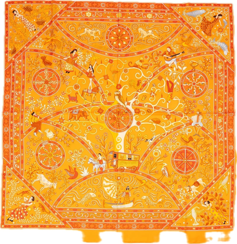 Hermès Peuple du Vent Silk Carré 90 Tuch Scarf