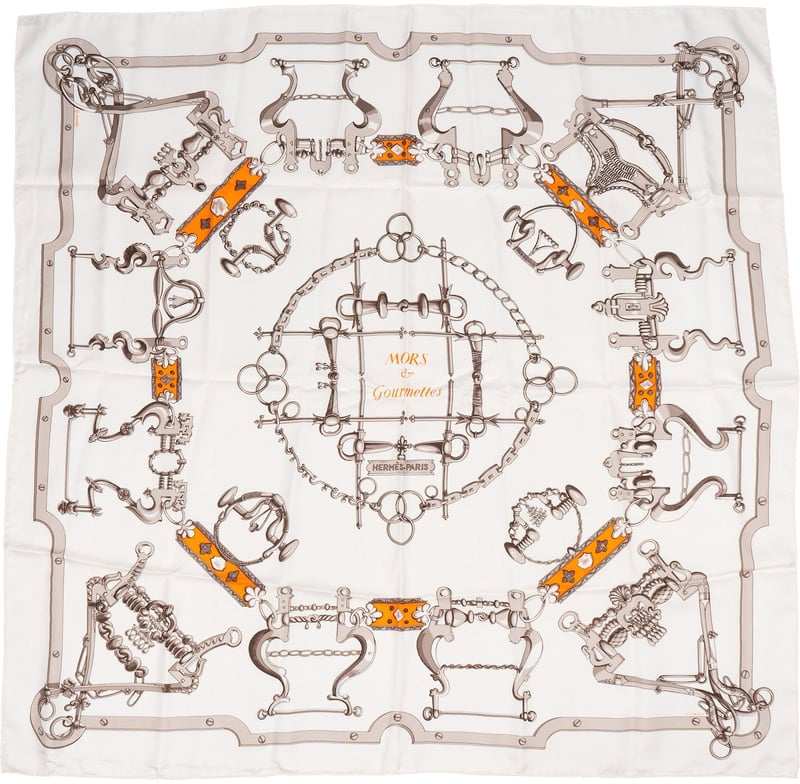 Hermès Mors & Gourmettes Silk Carre 90 Tuch Scarf