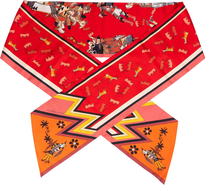 Hermès Las Kachinas Maxi Twilly Silk Tuch Scarf