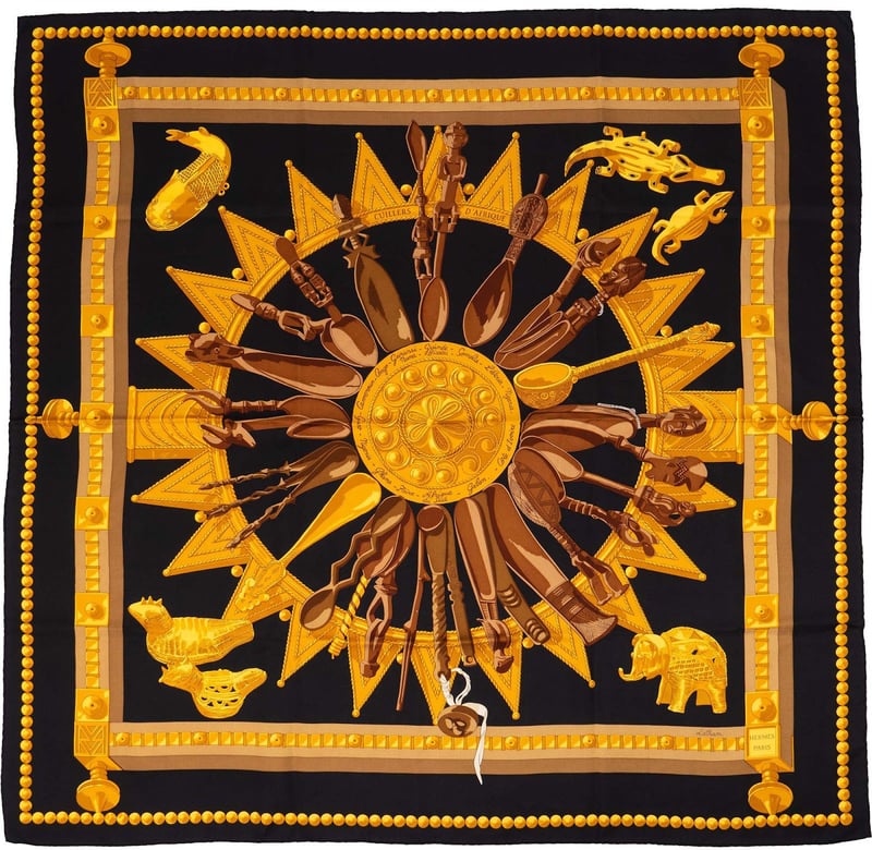 Hermès Cuillers d'Afrique Silk 90 Scarf Tuch