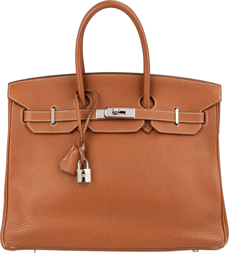 Hermès Brun Taurillon Clemence Leather Alezan Palladium Birkin 35 Handbag