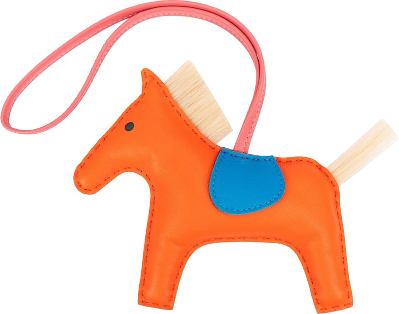 Hermès Feu Zanzibar Tricolor Leather Pony Hair Rodeo MM Pendant