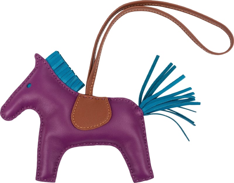 Hermès Anemone Blue Izmir Tricolor Leather Rodeo MM Pendant