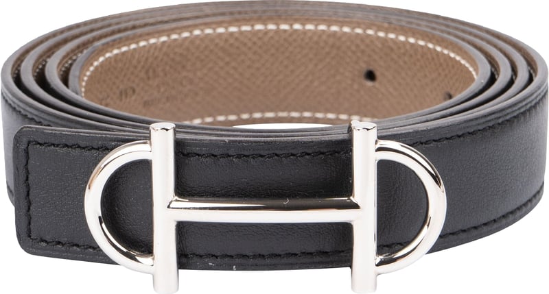 Hermès Bicolor Leather Reversible Gamma H Belt (110)
