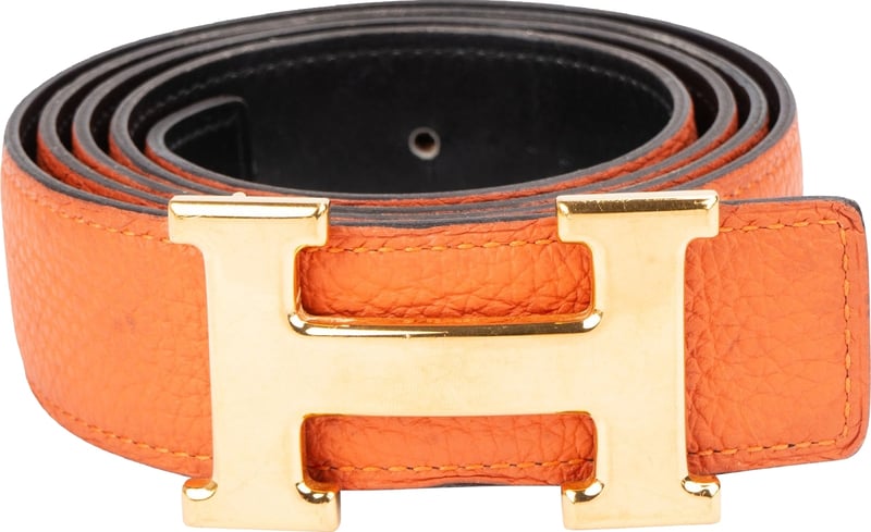 Hermès Bicolor Leather Reversible H Belt (100)