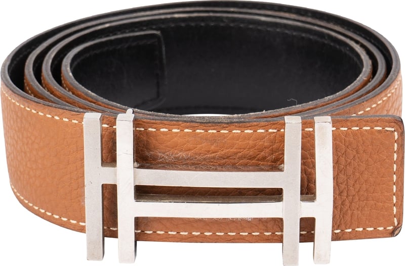 Hermès Bicolor Leather Reversible H Belt (90)