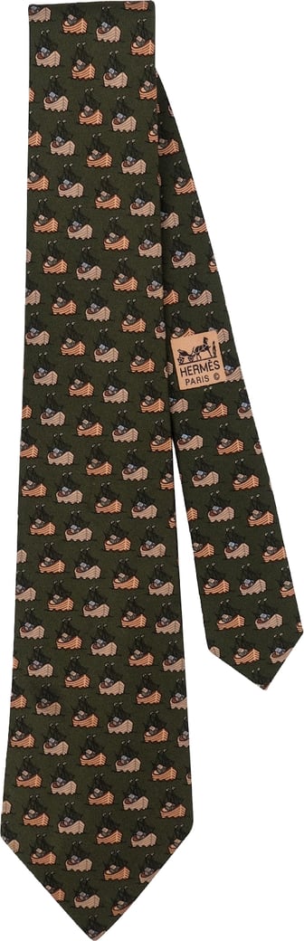 Hermès Navire Pattern Basket Silk Tie Krawatte