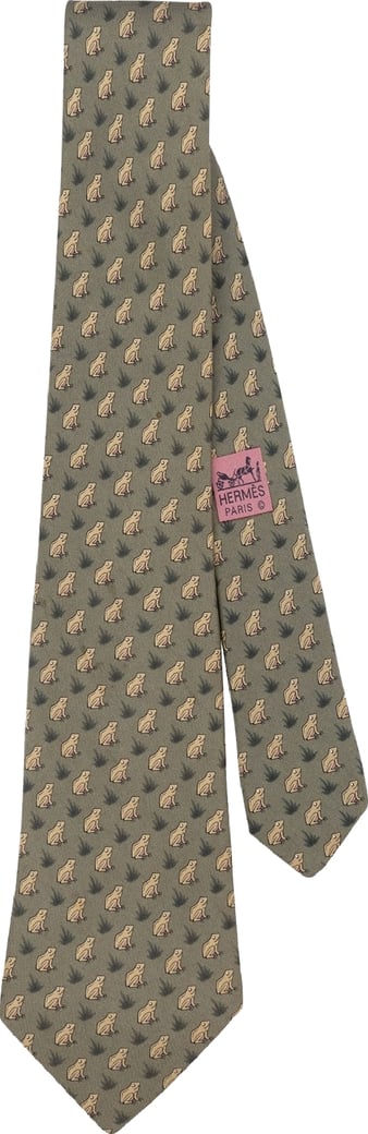 Hermès Grenouille Pattern Silk Tie Krawatte