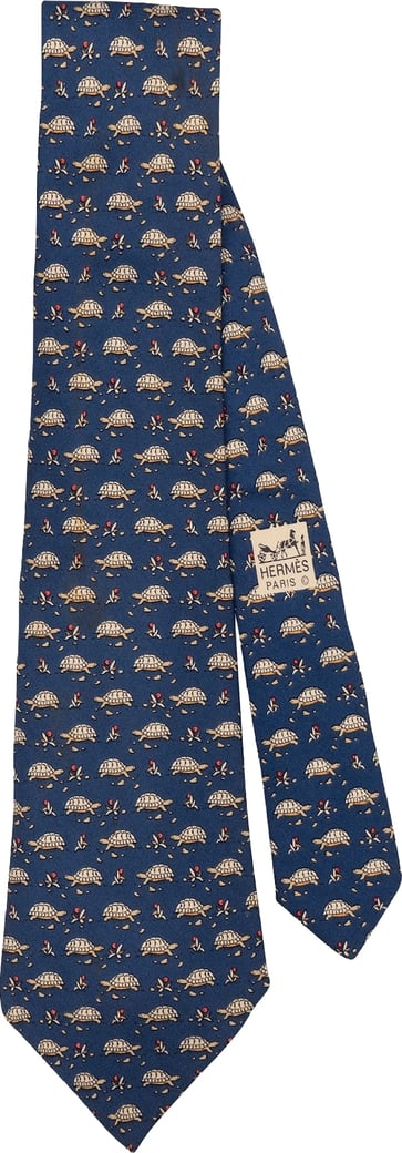 Hermès Turtle Print Silk Tie Krawatte