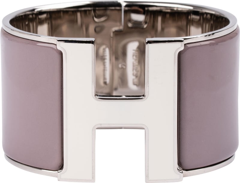 Hermès Silver Tone Lilac Clic H Wide Bracelet