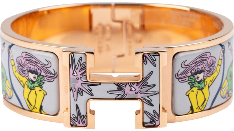 Hermès Gold Tone Enamel Les Mustangs II Clic H Bracelet