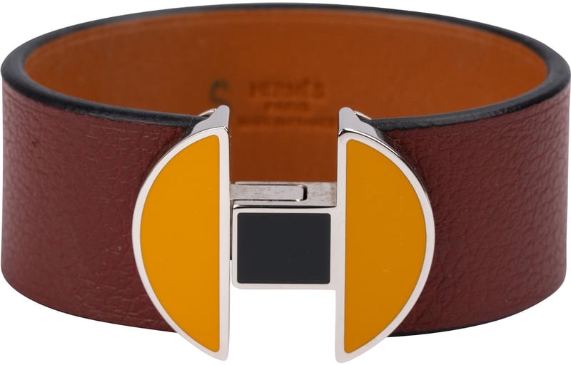 Hermès Leather Multicolor Emaille Clic Manchette Bracelet