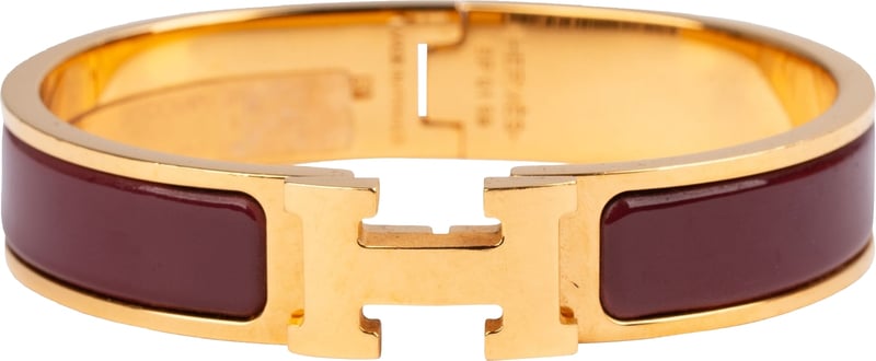Hermès Rouge Baroque Gold Tone Clic H Bracelet