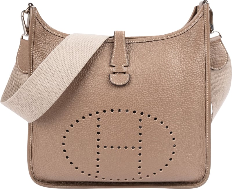 Hermès Argile Togo Leather Palladium Evelyne 29 Crossbody Bag