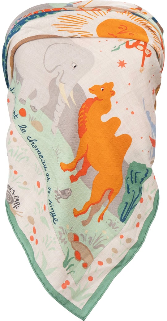 Hermès Le Livre d'Esope Animales Maxi Silk Cashmere 140 Scarf Tuch