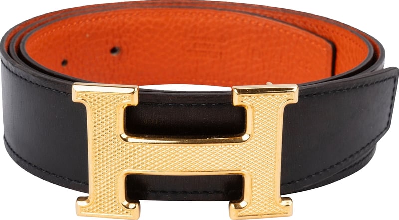 Hermès Reversible Leather Guilloche H Belt (85)