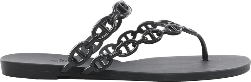 Hermès Island Rubber Chaîne d'Ancre Sandals in Black 241051Z, Size EU 39