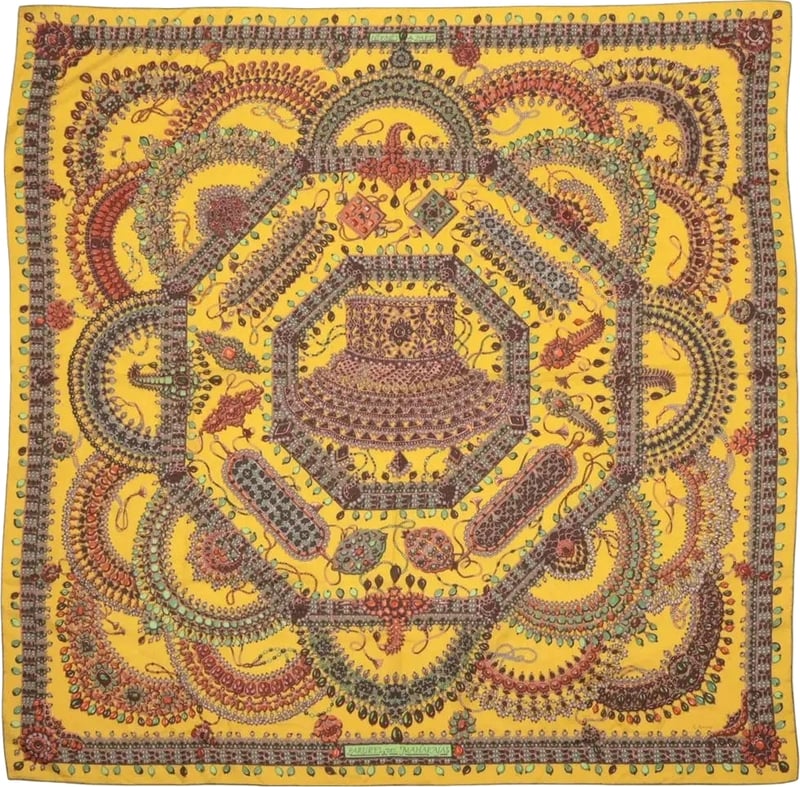 Hermès "PARURES DES MAHARAJAS" Stole Cashmere & Silk Carré Géant 140