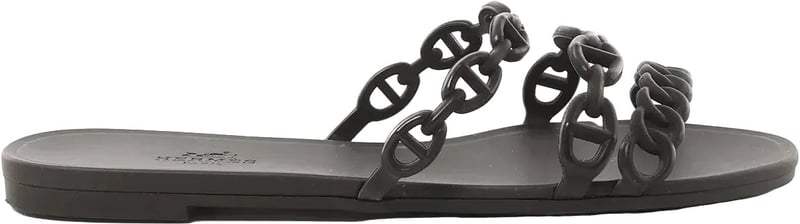HERMES Rivage Rubber Sandals in Black, Size 36 EU