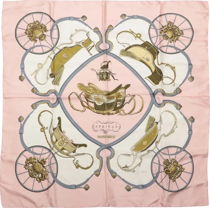 Hermès Carré 90 "SPRINGS" Silk handkerchief in Pink