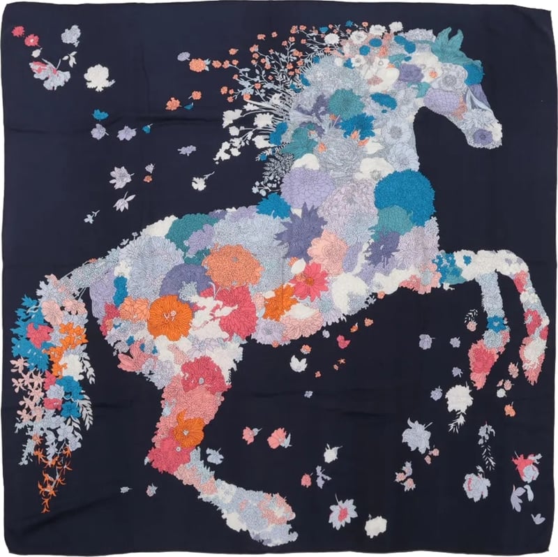 Hermès Carré Géant "Robe Legere" Cashmere x Silk handkerchief in Navy Blue