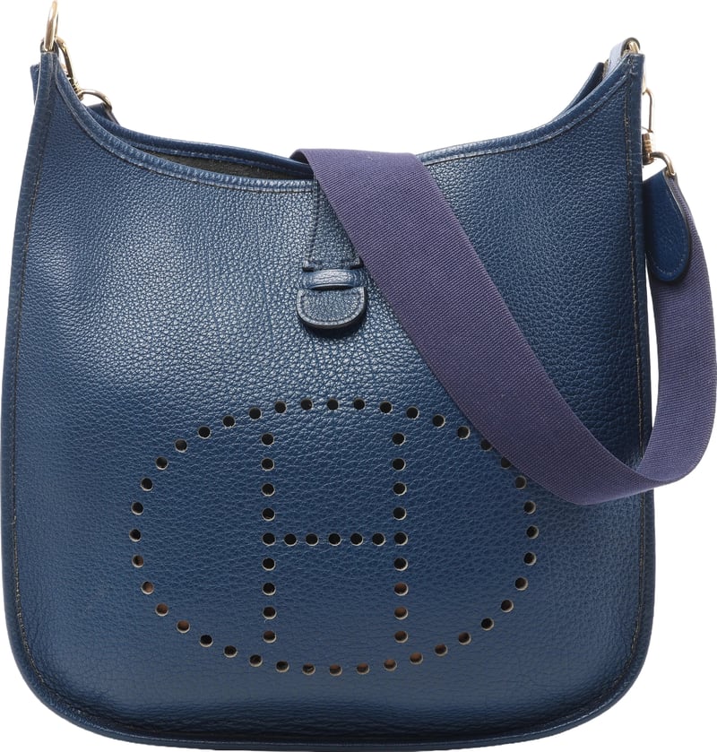 Hermès Evelyn I 33 GM Shoulder Bag in Fjord Blue □C: 1999