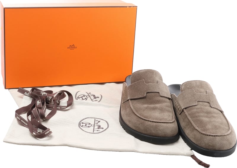 Hermès Suede Mule 44.5 Men's Khaki Go 231745Z