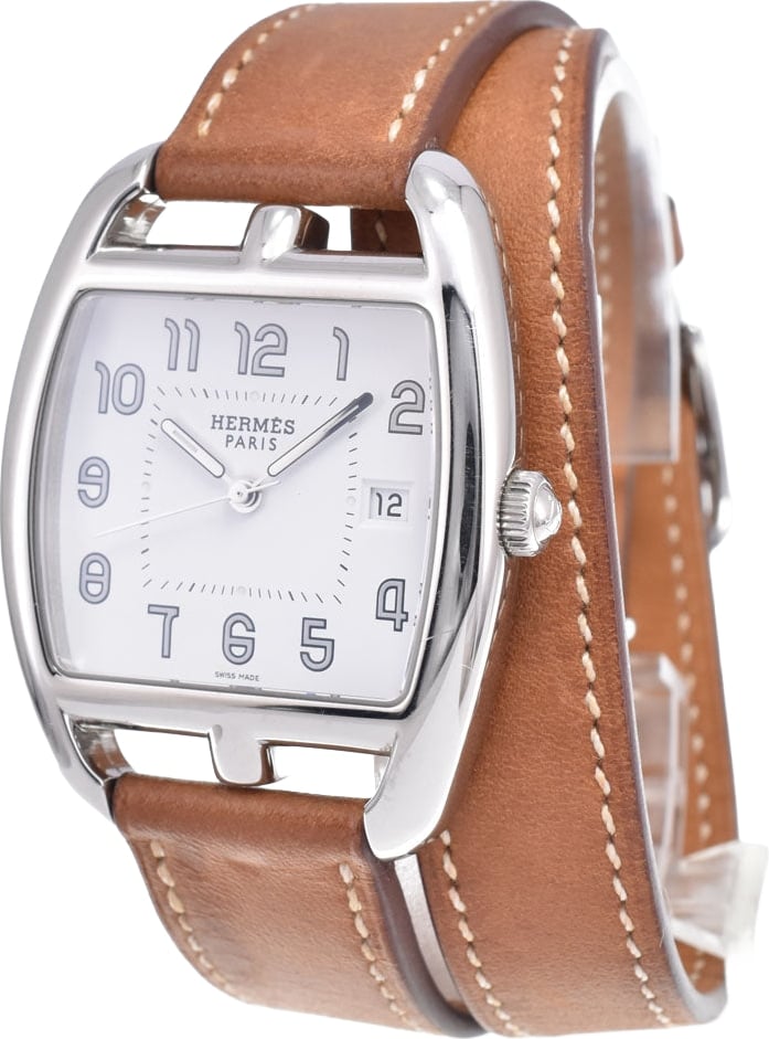 Hermes Cape Cod Quartz Stainless Steel and Leather 33