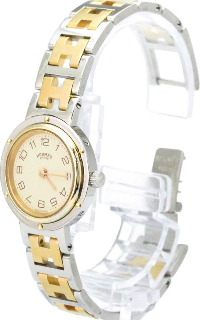 Hermes Clipper Quartz Stainless Steel and Plated Metal 36