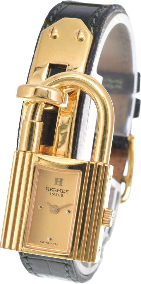 Hermes Kelly Quartz Plated Metal and Leather 20