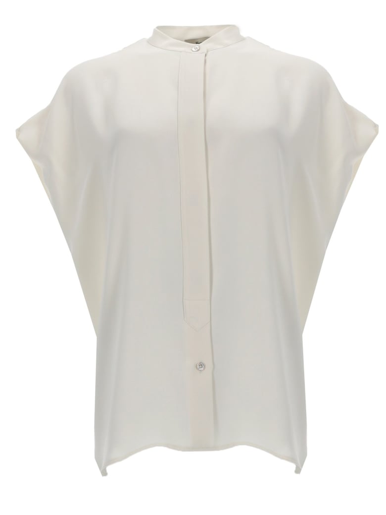White Loose Boxy High Neckline Blouse