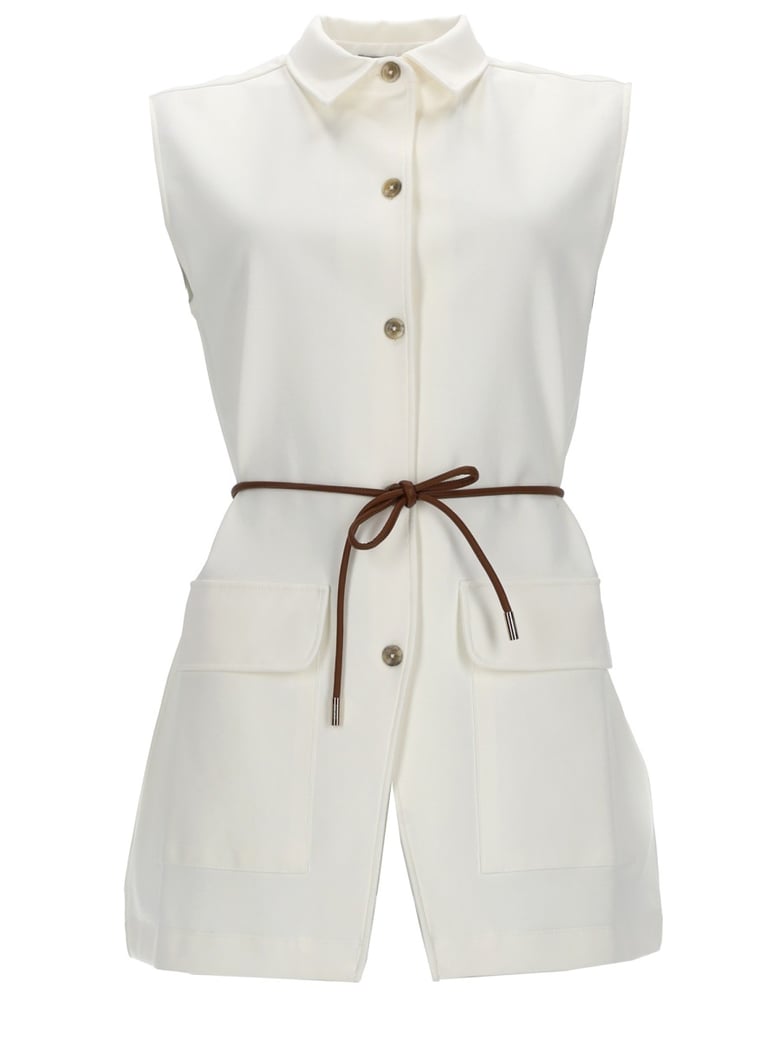 Sleeveless Waist Belt Structured Vest