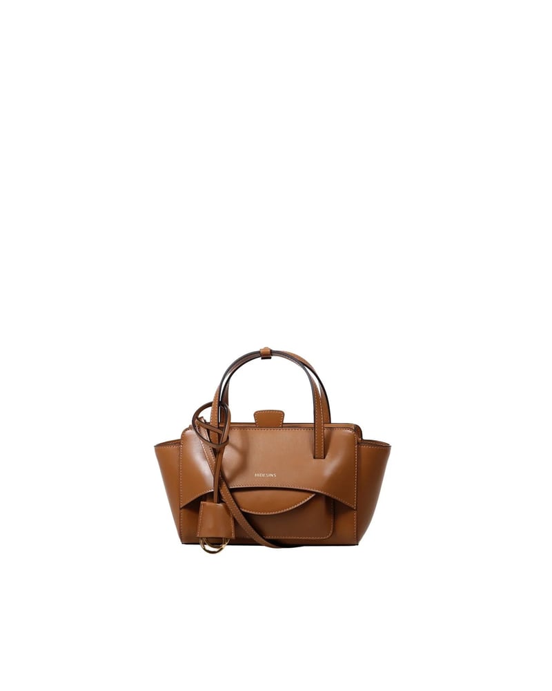 Structured Calfskin Shoulder Bag with Flap Closure